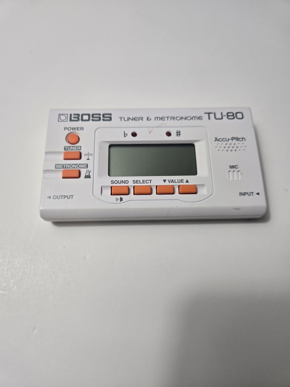 Boss TU-80 White and Orange Tuner & Metronome